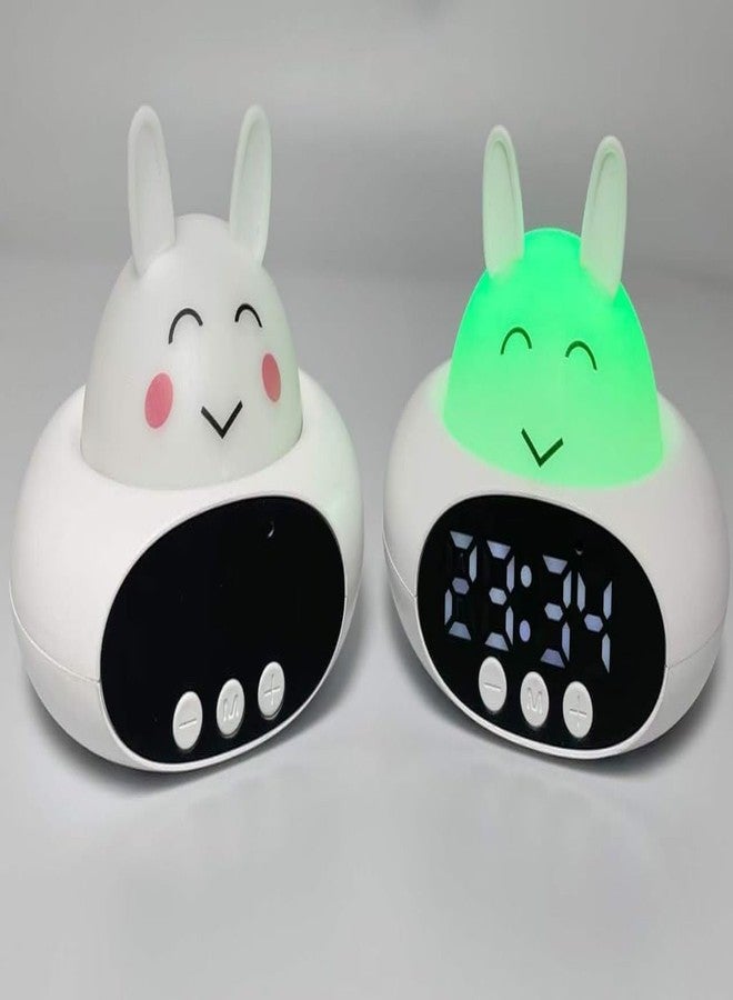 PASHANDOZ Rabbit Design Loud Alarm Clock with Bluetooth Speaker and Light Kids and Parents Bed Room Bed Side Desk Digital Watch Cartoon Design Smart Alarm Clock for Heavy Sleepers (Small) - Image 1